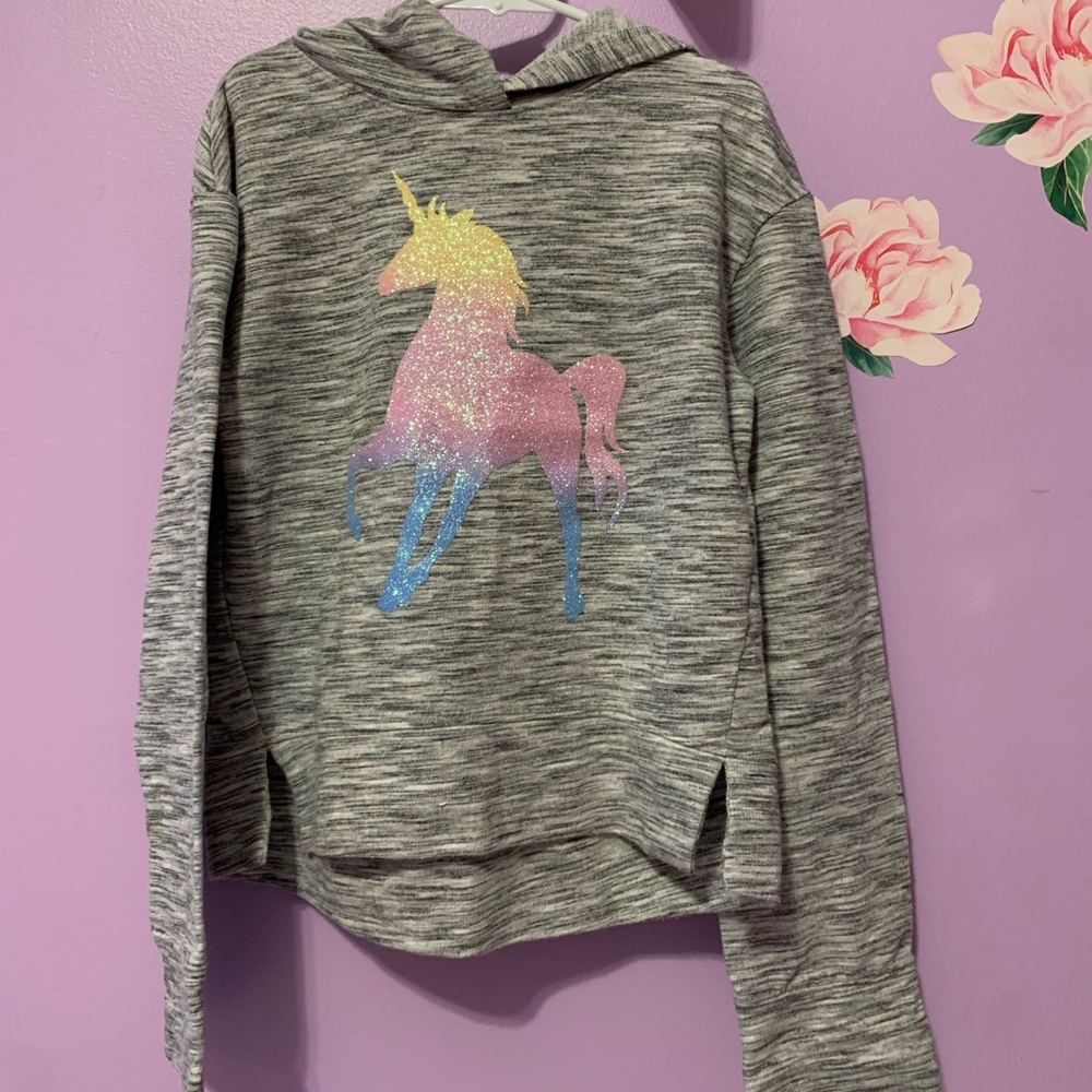 Unicorn glitter girls hoodie